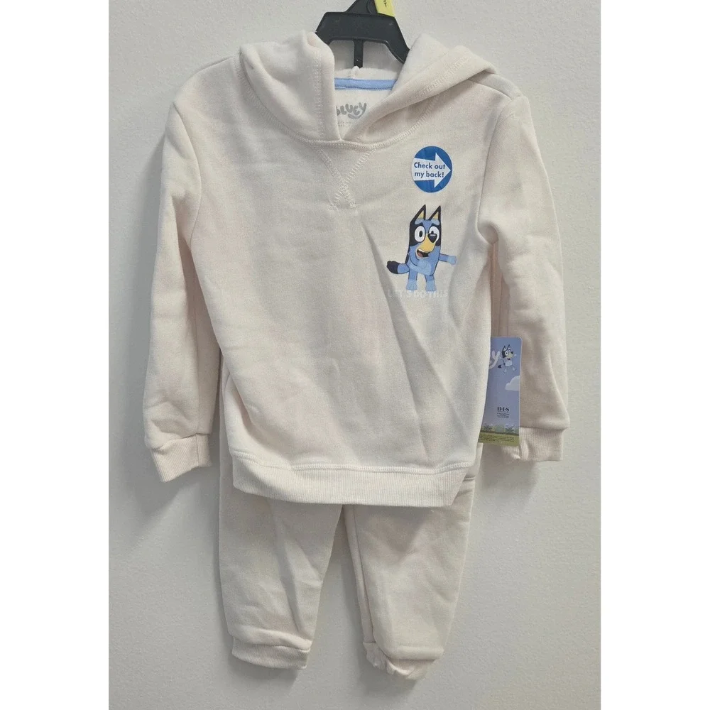 Bluey Toddler Hoodie and Jogger Pants 2pc Set Whitecap Gray 3T FL2543459EY